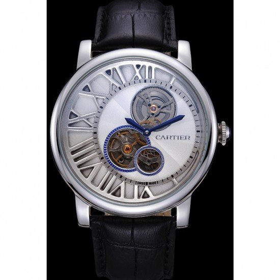 Cartier Rotonde Reversed Tourbillon White Dial 621948