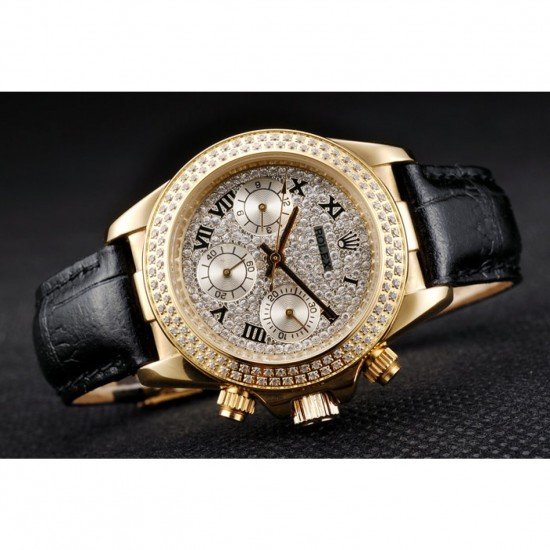 Rolex Daytona Lady Gold Case Crystal Studded Bezel Crystal Studded Dial 98238