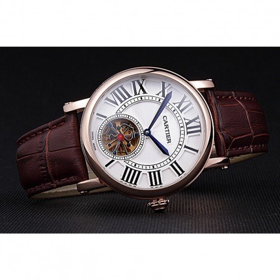 Cartier Rotonde Flying Tourbillon White Dial 621958