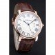 Cartier Rotonde White Dial Gold Case Brown Leather Bracelet 1454221