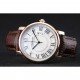 Cartier Rotonde White Dial Gold Case Brown Leather Bracelet 1454221