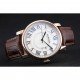 Cartier Rotonde White Dial Gold Case Brown Leather Bracelet 1454221