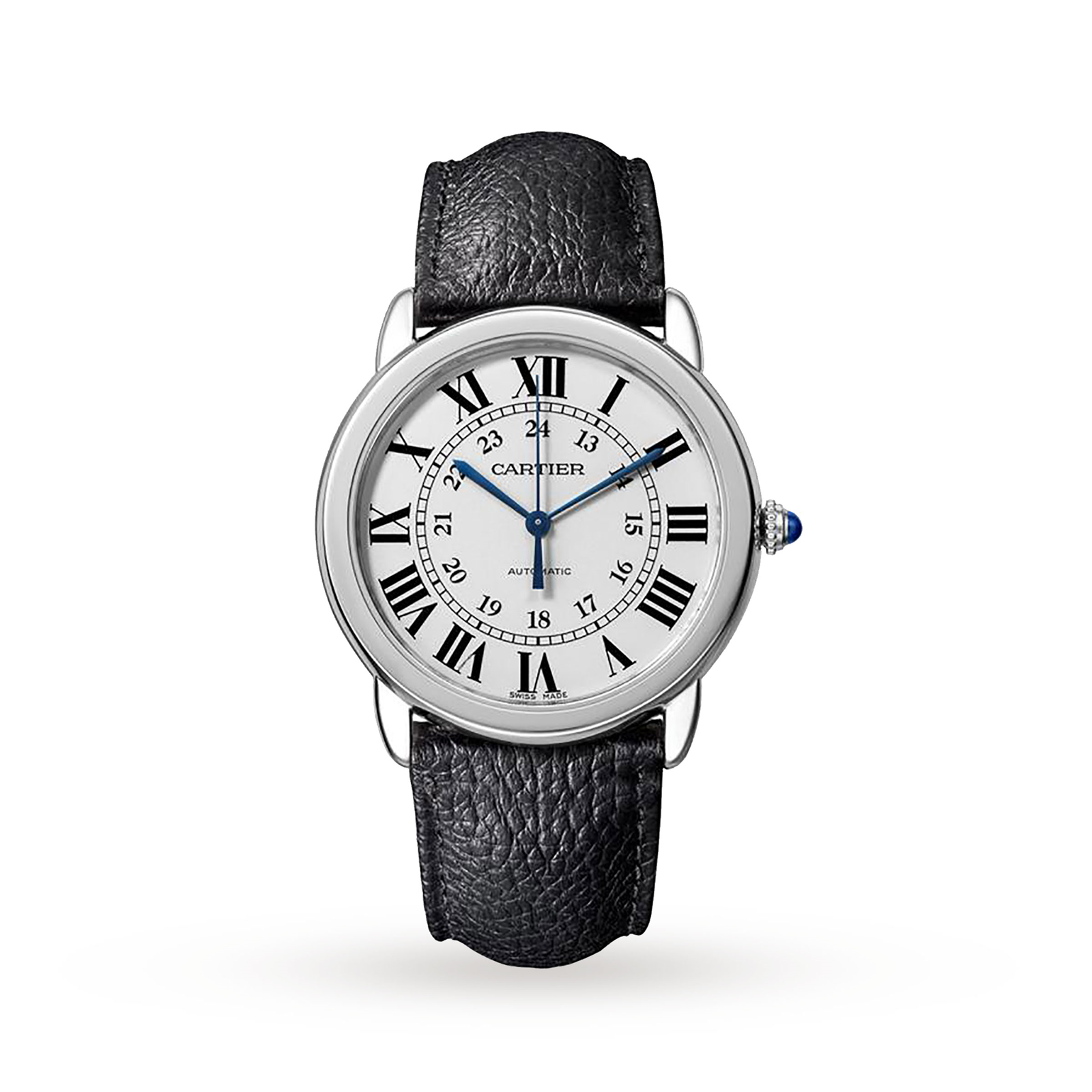 Ronde Solo de Cartier watch, 36mm, steel, leather
