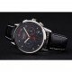 Longines Column Wheel Black Dial Silver Stainless Steel Case Black Leather Strap