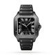 Swiss Santos de Cartier watch Large model, automatic, steel, ADLC, interchangeable rubber and leather bracelets