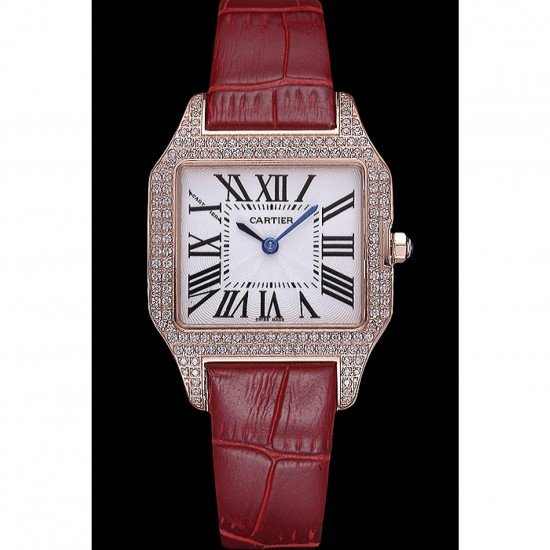 Cartier Santos 100 Diamond Rose Gold Bezel 621917