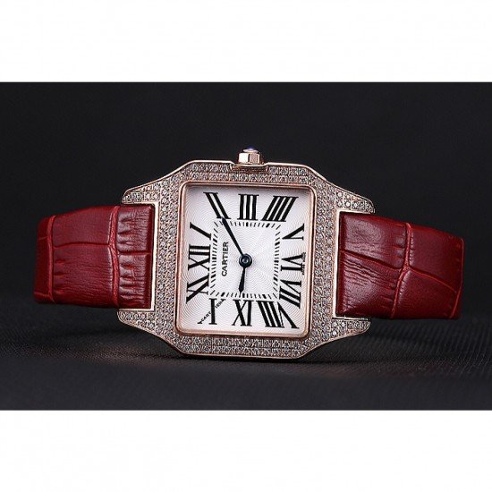 Cartier Santos 100 Diamond Rose Gold Bezel 621917