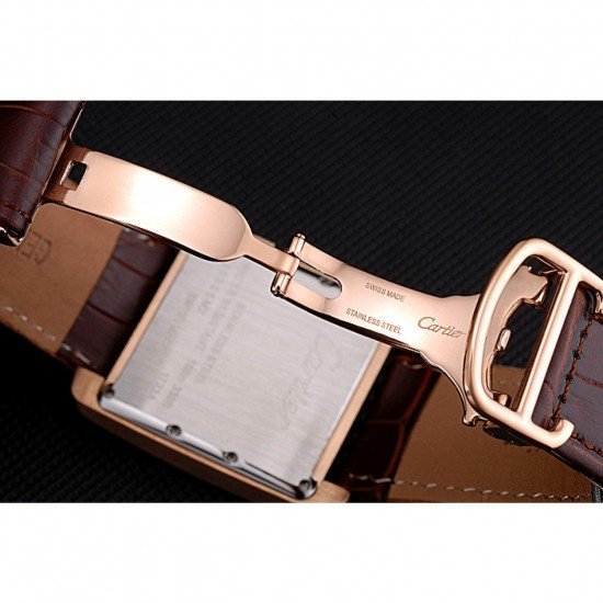 Cartier Tank MC Brown Dial Gold Case Brown Leather Bracelet 622696