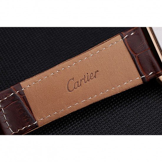 Cartier Tank MC Brown Dial Gold Case Brown Leather Bracelet 622696