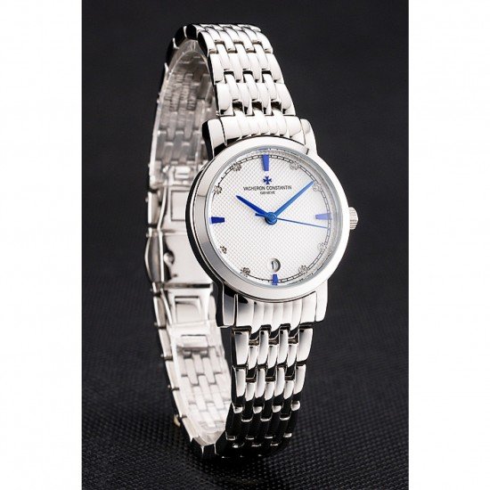 Vacheron Constantin Fine White Dial Blue Marks Stainless Steel Case And Bracelet