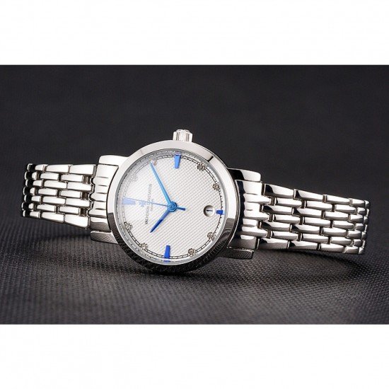 Vacheron Constantin Fine White Dial Blue Marks Stainless Steel Case And Bracelet