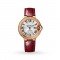 Swiss Ballon Bleu de Cartier watch, 33 mm, pink gold, diamonds, leather