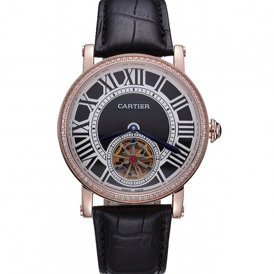 Cartier Rotonde Flying Tourbillon Diamonds Black Dial 621951