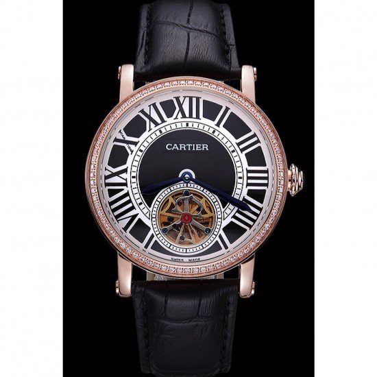 Cartier Rotonde Flying Tourbillon Diamonds Black Dial 621951