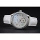 Omega DeVille Prestige White Dial Silver Diamond Case White Leather Bracelet 1454119