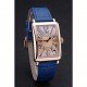 Franck Muller Long Island Classic Gold Dial Gold Case Blue Leather Band 622367