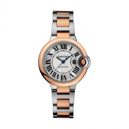 Swiss Ballon Bleu de Cartier watch, 33 mm, rose gold, steel