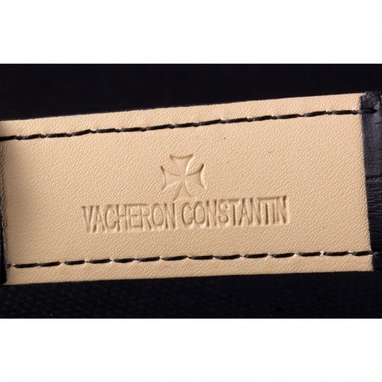 Vacheron Constantin Tourbillon Black Dial Rose Gold Case Black Leather Bracelet