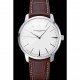 Swiss Vacheron Constantin Patrimony White Dial Silver Case Brown Leather Bracelet 1454158