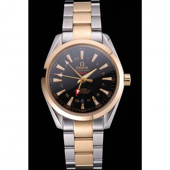 Omega Seamaster Planet Ocean GMT Black Dial Two Tone Band 622396