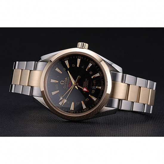 Omega Seamaster Planet Ocean GMT Black Dial Two Tone Band 622396