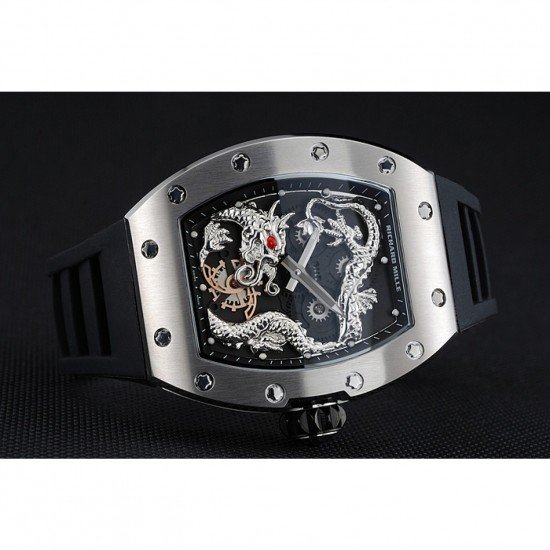 Richard Mille RM 057 Tourbillon Dragon Jackie Chan Silver Case Black Rubber Bracelet 1454201