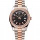 Swiss Rolex Day-Date Diamonds And Rubies Black Dial Rose Gold And Staineless Steel Bracelet 1454106