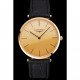 Swiss Longines Grande Classique Gold Dial Gold Case Black Leather Strap