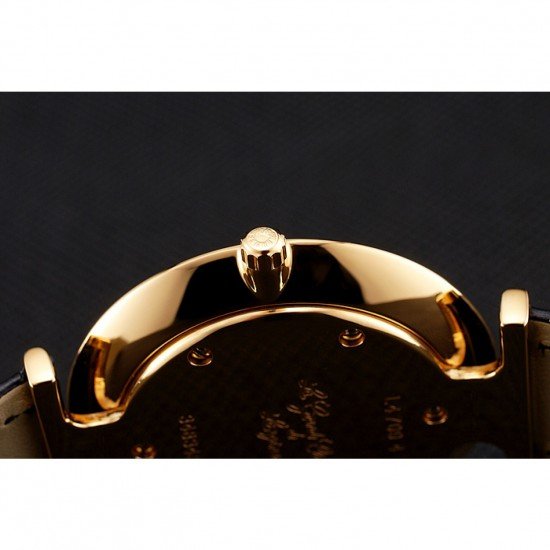 Swiss Longines Grande Classique Gold Dial Gold Case Black Leather Strap