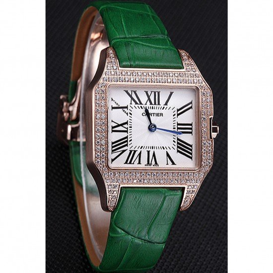 Cartier Santos 100 Diamond Rose Gold Bezel 621912