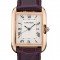 Cartier Tank Anglaise 30mm White Dial Gold Case Purple Leather Bracelet