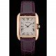 Cartier Tank Anglaise 30mm White Dial Gold Case Purple Leather Bracelet