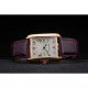 Cartier Tank Anglaise 30mm White Dial Gold Case Purple Leather Bracelet