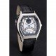 Cartier Tortue Perpetual Calendar White Dial Stainless Steel Case Black Leather Strap