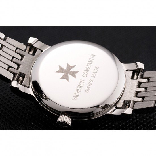 Vacheron Constantin Fine Black Dial Silver Marks Stainless Steel Case And Bracelet