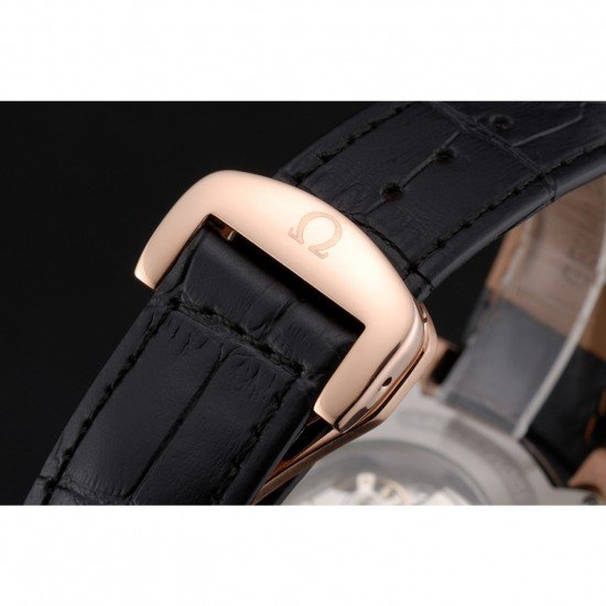 Omega DeVille Black Crocodile Leather Bracelet Black Dial Watch