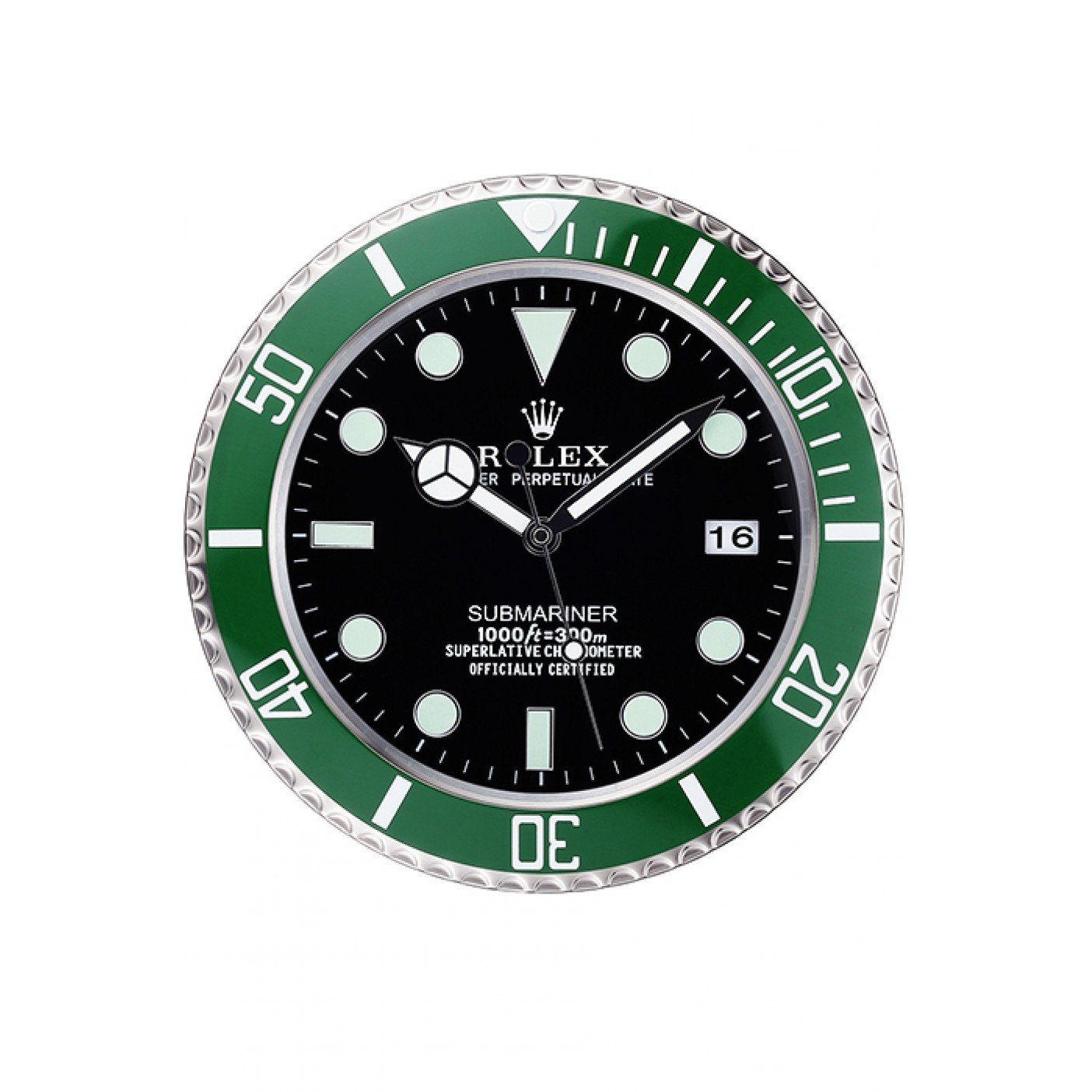 Rolex Submariner Wall Clock Silver-Green 621912