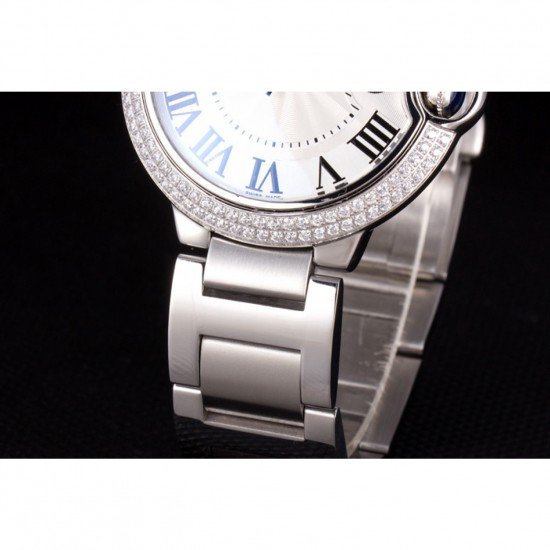 Cartier Ballon Bleu 44mm White Dial Diamonds Stainless Steel Case And Bracelet