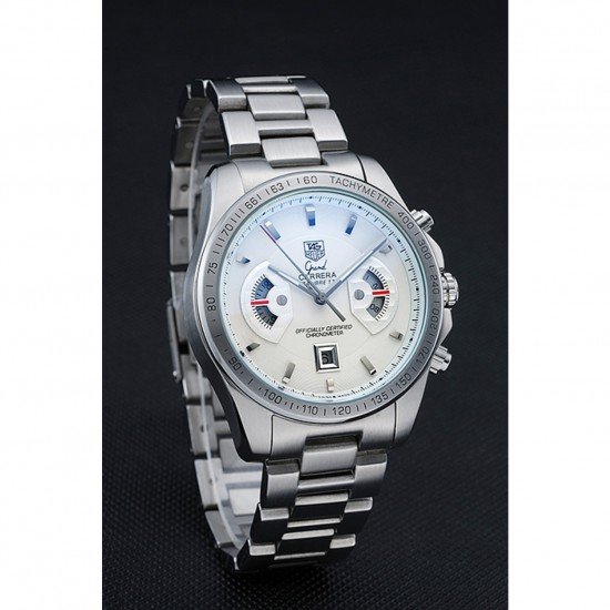 Tag Heuer Grand Carrera Stainless Steel Bracelet White Dial 801437