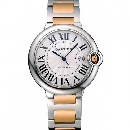 Swiss Cartier Ballon Bleu 42mm Silver Dial Stainless Steel Case Two Tone Gold Bracelet 622877