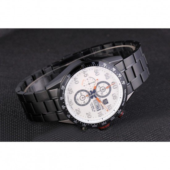 Tag Heuer Carrera Ion Plated Stainless Steel Bracelet White Dial 801444