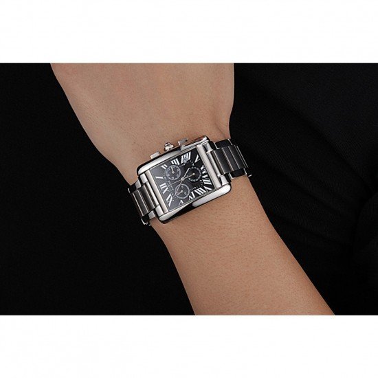 Cartier Tank MC Black Dial Stainless Steel Case And Bracelet 622698