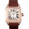 Swiss Cartier Santos Rose Gold with Brown Leather Strap 621522