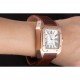 Swiss Cartier Santos Rose Gold with Brown Leather Strap 621522