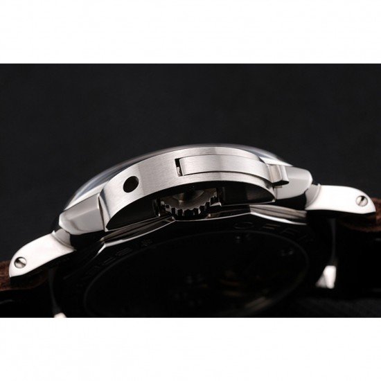 Swiss Panerai Luminor Black Dial Stainless Steel Case Brown Leather Strap 1453854