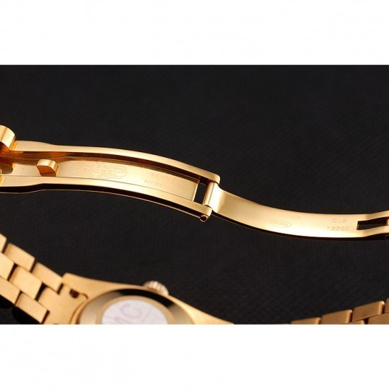 Swiss Rolex DayJust Diamond Pave White Dial Gold Diamond Bracelet 1453957