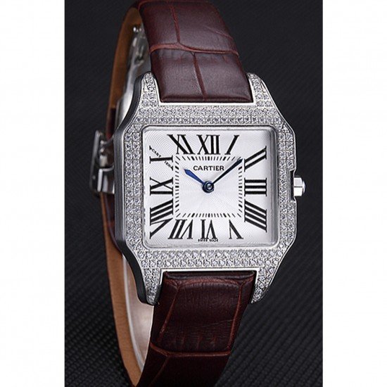 Cartier Santos 100 Diamond Silver Bezel 621908