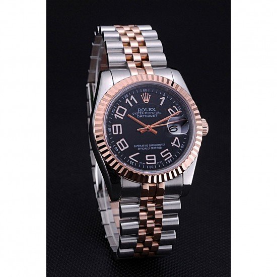 Rolex DateJust Black Dial Stainless Steel and Gold Bracelet 622545