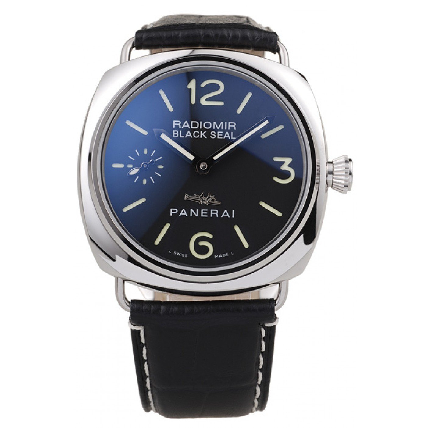 Panerai Radiomir Polished Stainless Steel Case Black Dial Black Leather Strap 98140