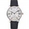 Cartier Ronde Second Time Zone White Dial Stainless Steel Case With Diamonds Black Leather Strap 622804